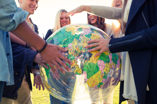 Young people and globe.