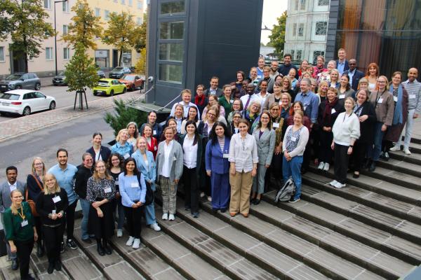 Group photo of participants in front of the EDUFI building in Helsinki.