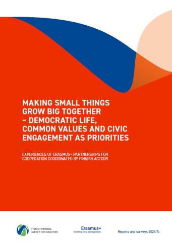 Cover page of the publication with text "Making small things grow big together - participation in democratic life, common values and civic engagement".