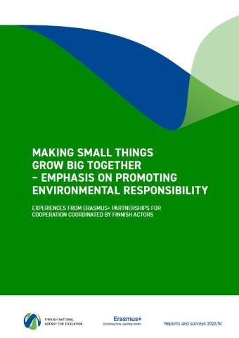 Cover page of the publication with text "Making small things grow big together – emphasis on promoting environmental responsibility".