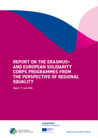 Cover of the publication "Report on the Erasmus+ and European Solidarity Corps programmes from the perspective of regional equality".