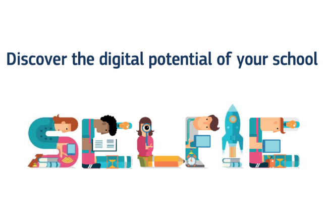 logo of SELFIE tool with the text "discover the digital potential of your school"