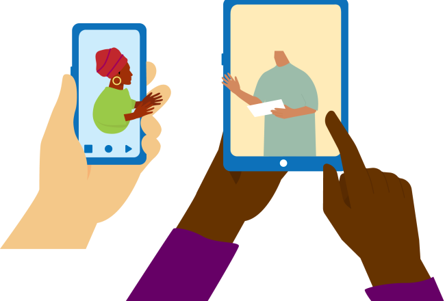 People having a mobile meeting