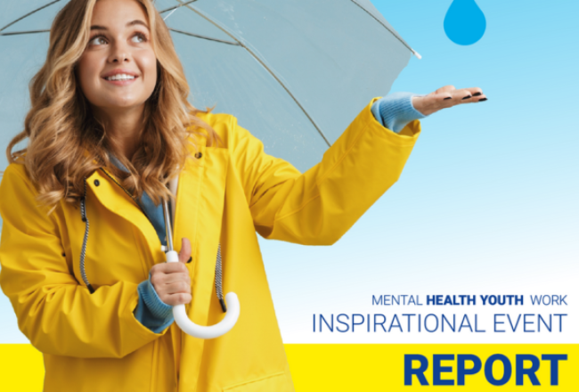 A girl in yellow raincoat and an umbrella