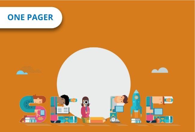Logo of the SELFIE platform on orange background with a text one pager