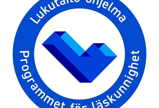 Lukutaito-ohjelman logo / logon av Programmet för läskunnighet
