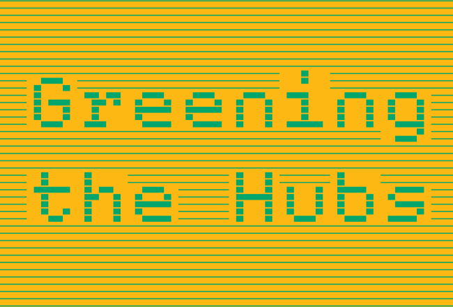 Kuvassa logoteksti Greening the Hubs