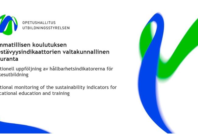 Bild med texten nationell uppföljning av hållbarhetsindikatorerna för yrkesutbildning