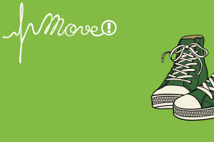 Piirros, jossa on lasten tennarit ja Move!-mittausten logo
