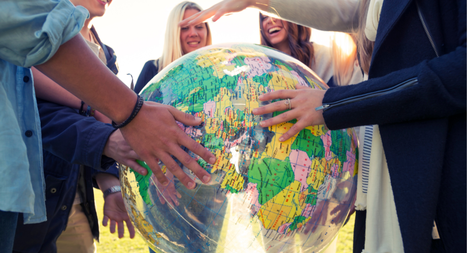 Young people and globe.