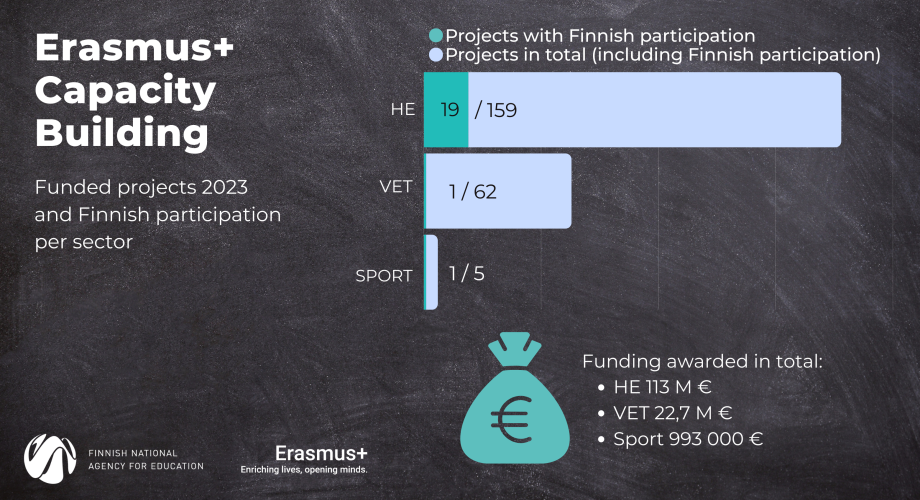 Infografiikka, jossa esitetään rahoitetut suomalaishankkeet.