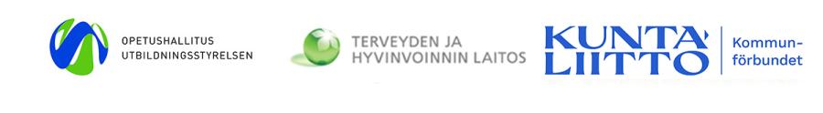 Opetushallituksen, Terveyden ja hyvinvoinnin laitoksen sekä Kuntaliiton logot