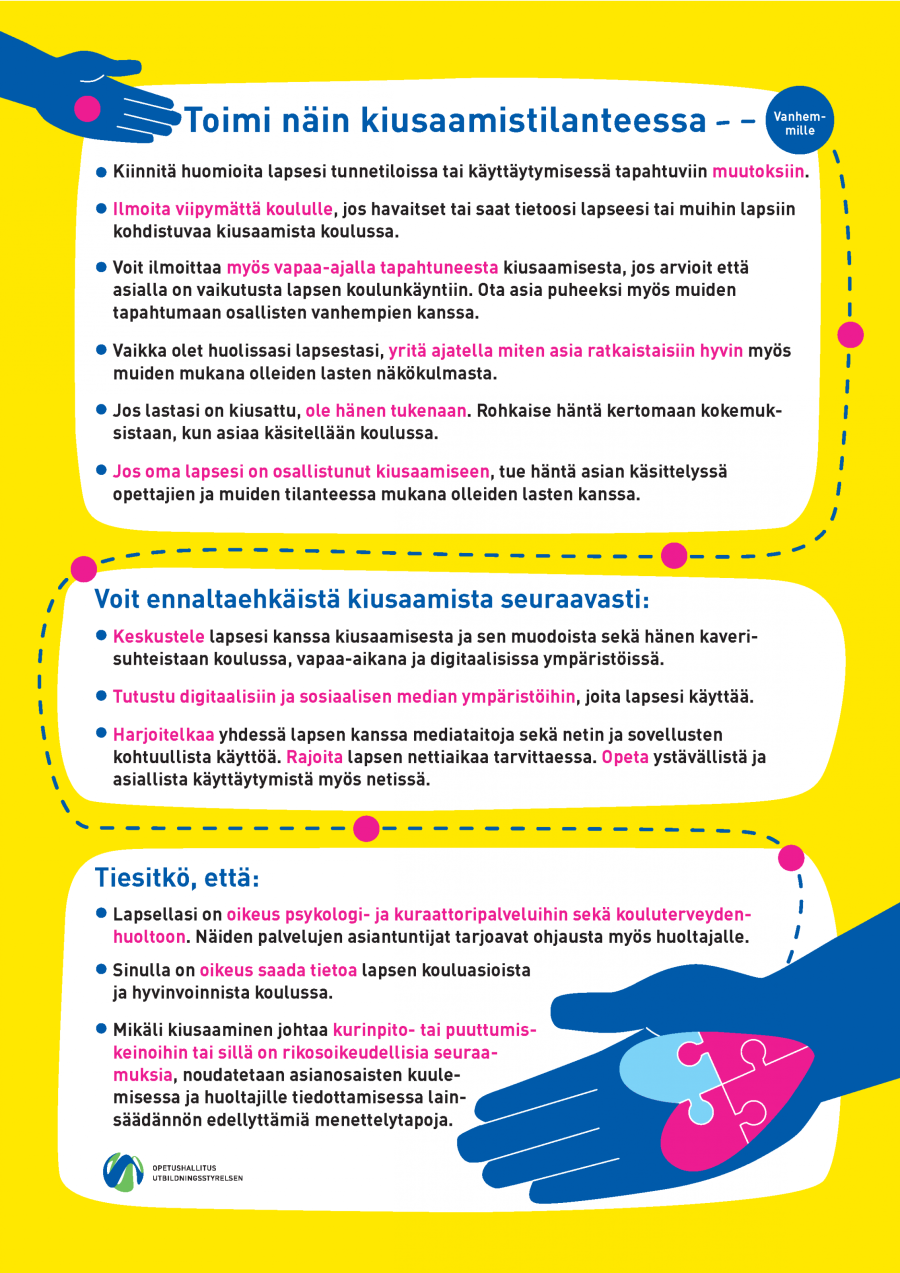 Vanhempi - toimi näin kiusaamistilanteessa