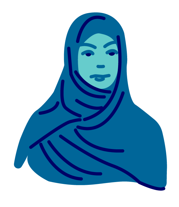 Sinisävyinen kuva naisesta hijabissa