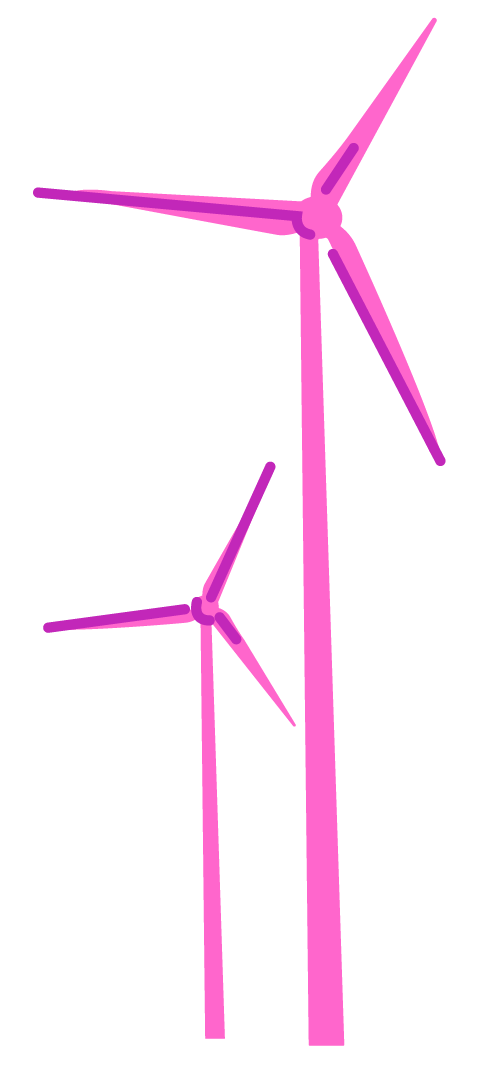 Purppuraiset tuulivoimalat