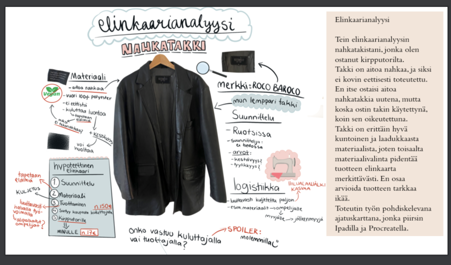 Venla Turusen elinkaarianalyysi nahkatakista