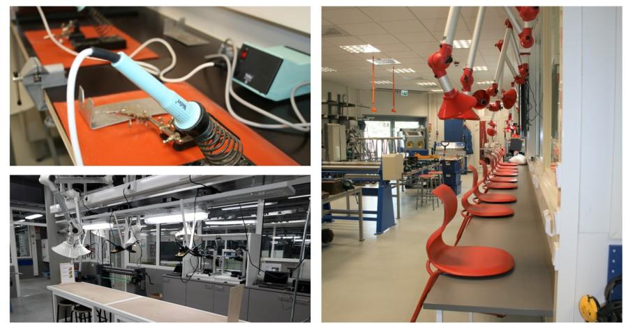 Kuvituskuva. Elektroniikan työtila voi sijaita metallityön tai puuteknologian työtilojen yhteydessä. Tilaan suunnitellaan kohdepoisto ja paikat juotinasemille.