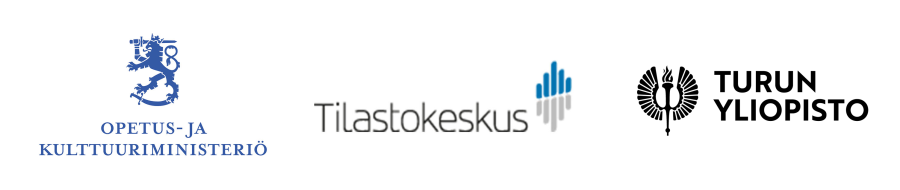 Opetus- ja kulttuuriministeriön, Tilastokeskuksen ja Turun yliopiston logot