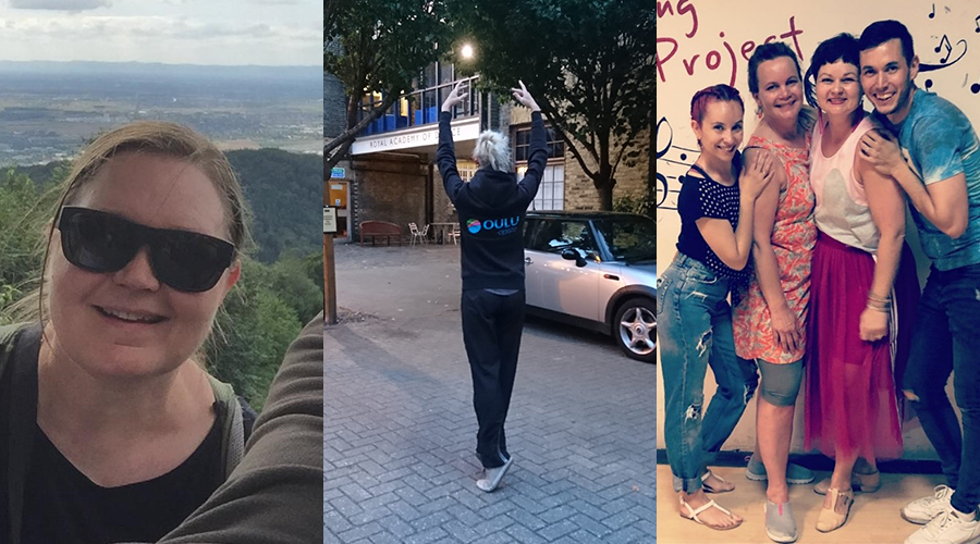 Bildkollage på Minna Huhtanen, Niina Vartiainen och Swing -gruppen