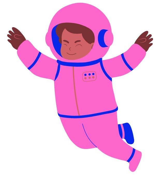 Piirroskuvituskuva lapsesta astronauttina.