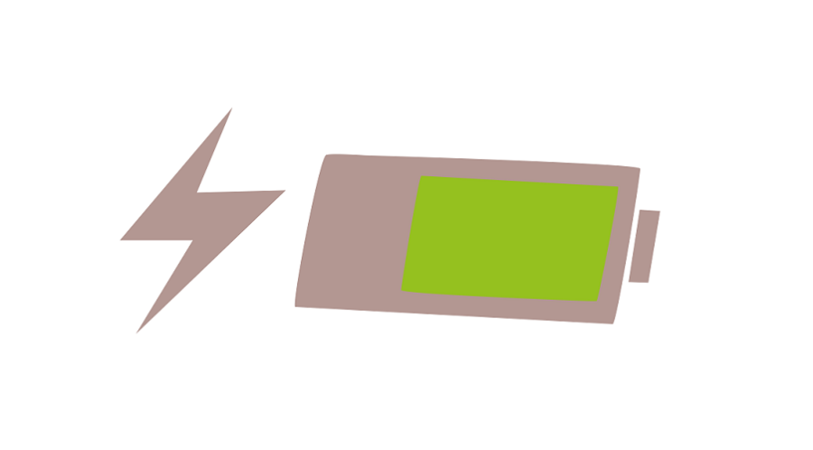 To charge. Drawing depicts a symbol of charging. It features a battery bar and a symbol of a lightning bolt.