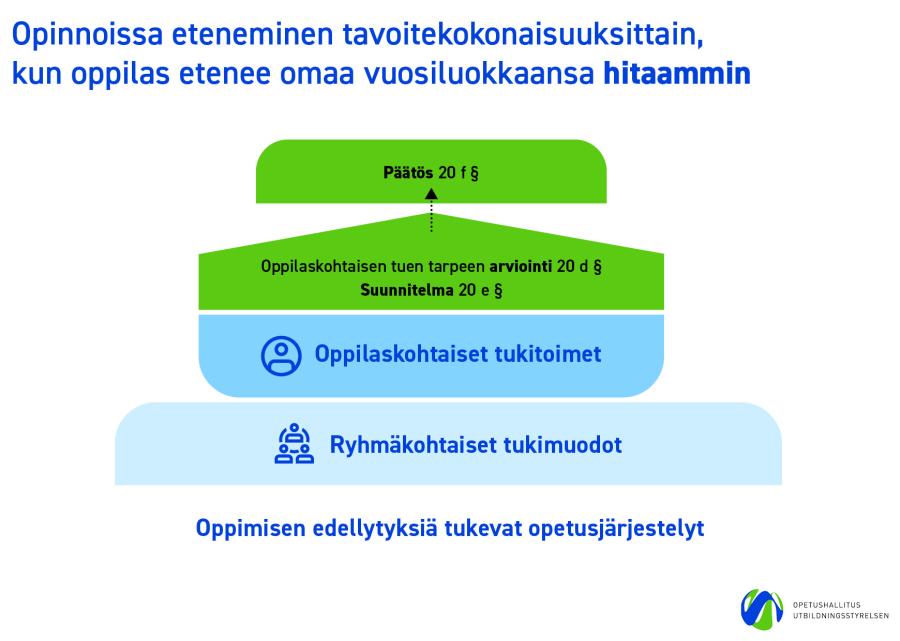 Opinnoissa eteneminen tavoitekokonaisuuksittain vuosiluokkaansa nopeammin
