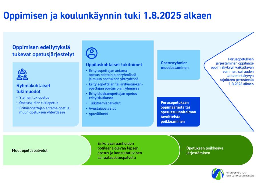 Kaaviokuva oppimisen ja koulunkäynnin tuesta 
