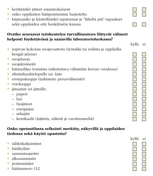Kuvassa jatkuu edellinen rehtoreiden ja opettajien tarkastuslista