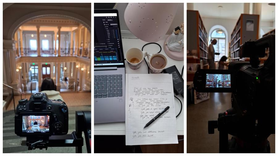 Kirsi Lamminmäki - Behind the scenes-kuvia ”Tyttö joka etsisi ikuisesti”-lyhytelokuvasta. Median lukiodiplomi 2025. Otaniemen lukio. 