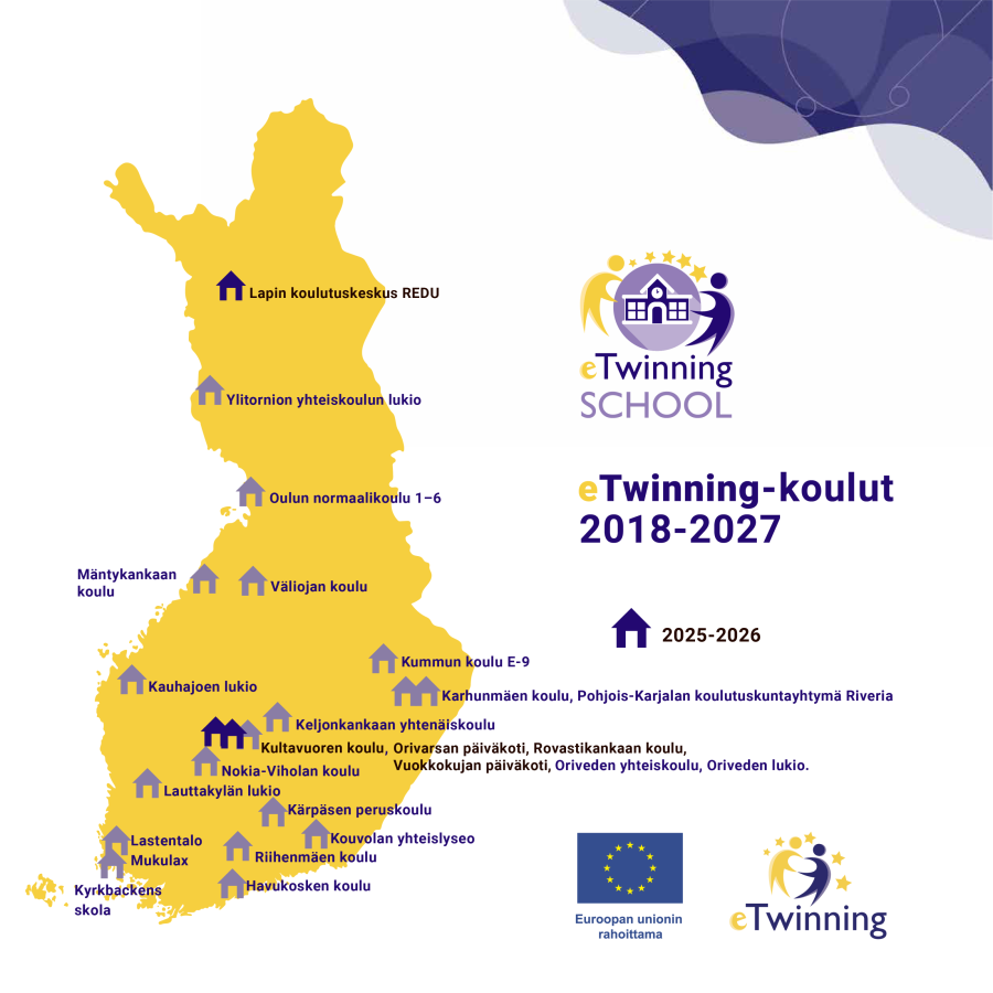 Suomalaiset eTwinning-koulut 2018-2027 kartalla