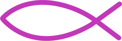 Yksinkertaisessa, purppurasävyisessä piirroskuvassa on alkukristillinen uskontunnus ictys.