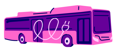 Purppurainen sähköbussi