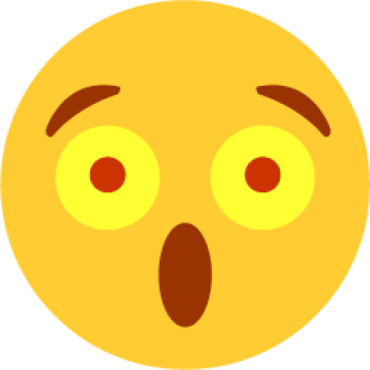 Punasävyinen piirros  hämmästyneestä emojista